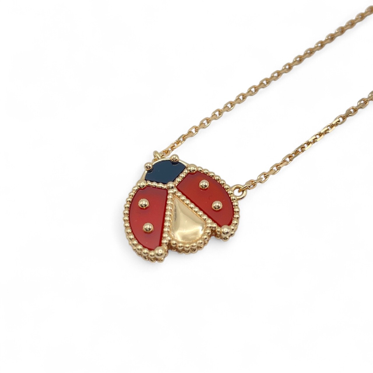 プレオウンドヴァンクリーフ＆アーペル ラッキー スプリング ペンダント オープンウィング レディバグ VCARP9X000 オニキス/カーネリアン ローズゴールド