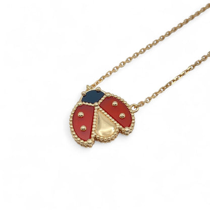 プレオウンドヴァンクリーフ＆アーペル ラッキー スプリング ペンダント オープンウィング レディバグ VCARP9X000 オニキス/カーネリアン ローズゴールド