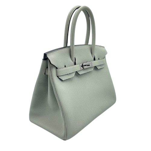 Pre-owned Hermes Birkin 30 Grineve Togo Silver hardware B engraved