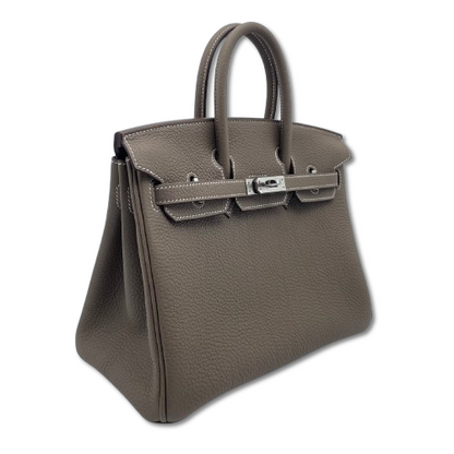 Pre-owned Hermes Birkin 25 Etoupe Togo Silver hardware K stamp