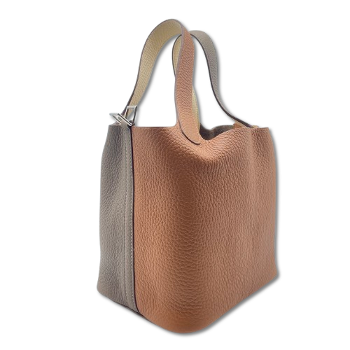 Pre-Owned Hermes Picotan Rock Cazac PM Etoupe/Gold Taurillon Clemence Silver Hardware U engraved