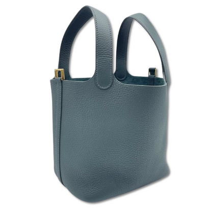 Pre-owned Hermes Picotan Lock PM Vert Mangrove Taurillon Clemence Gold hardware K stamp