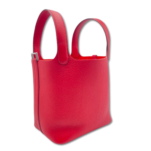 Pre-owned Hermes Picotan Lock PM Rouge Ladieu Taurillon Clemence Silver hardware K stamp