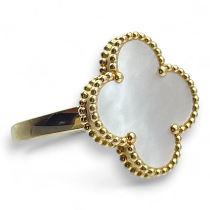 プレオウンドヴァンクリーフ＆アーペル マジック アルハンブラ リング VCARF78955 マザーオブパール イエローゴールド 14号