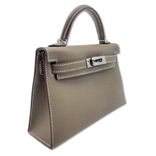 Pre-owned Hermes Mini Kelly Etoup Epson Silver hardware K stamp