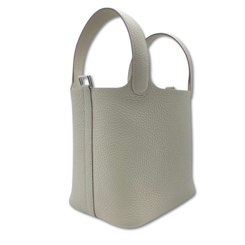 Pre-owned Hermes Picotan Lock PM Clet Taurillon Clemence Silver hardware K stamp