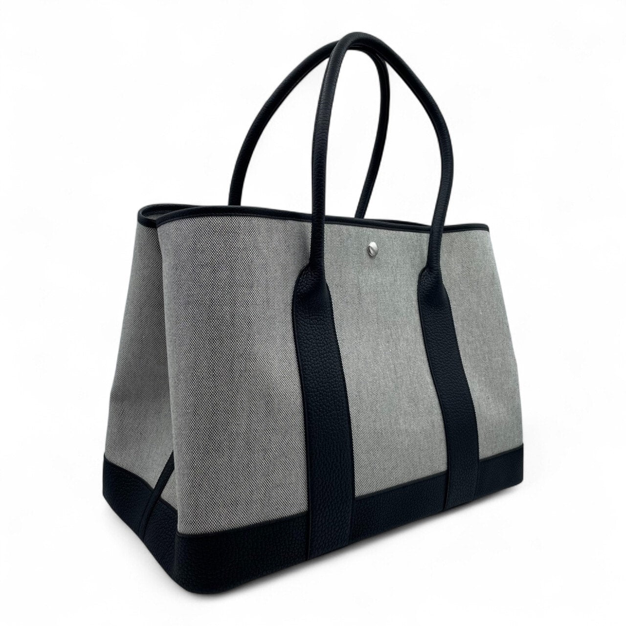 Pre-Owned Hermes Garden Party 41 Noir Toile Ash/Negonda Silver Hardware K Stamp