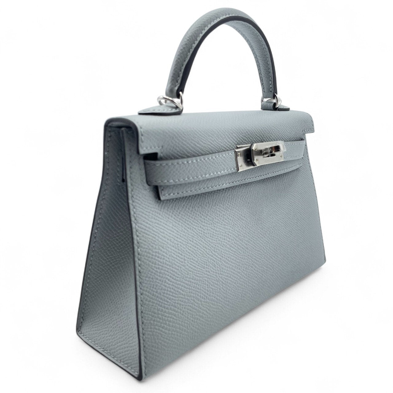 Pre-owned Hermes Mini Kelly 2 Blue Glacier Epson Silver hardware K stamp