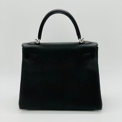 Hermes Kelly 25 Noir Togo 银色五金件 B 雕刻