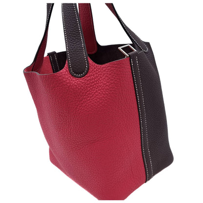 Pre-Owned Hermes Picotin Rock PM Torillon Clemence Rouge Serie/Framboise Z engraved