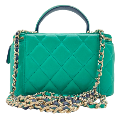 CHANEL Lambskin Matelasse Vanity Back Chain Shoulder Bicolor