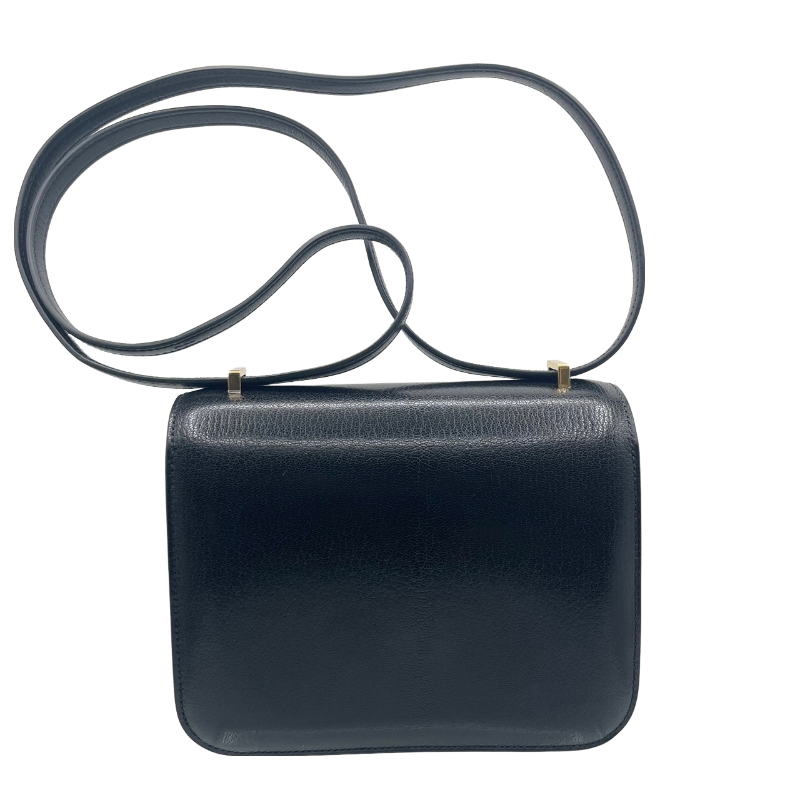 Hermes Constance Mini 18 거울, Chevre, Black, Gold Hardware, B Engraved