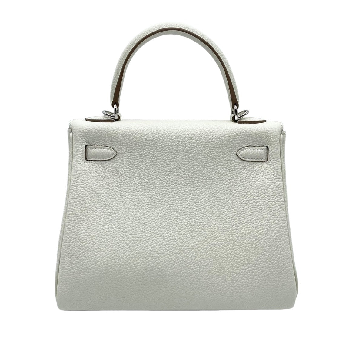 Pre-Owned Hermes Kelly 25 Mushroom Togo Silver Metal Fittings B Engraved