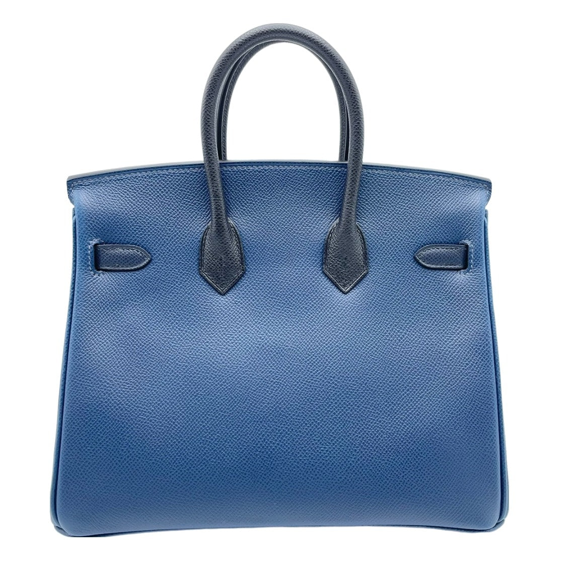 Hermes Birkin 25 Blue Indigo/Black/Blue de Plus Vaud Epson Silver Metal Fittings B 새겨 져