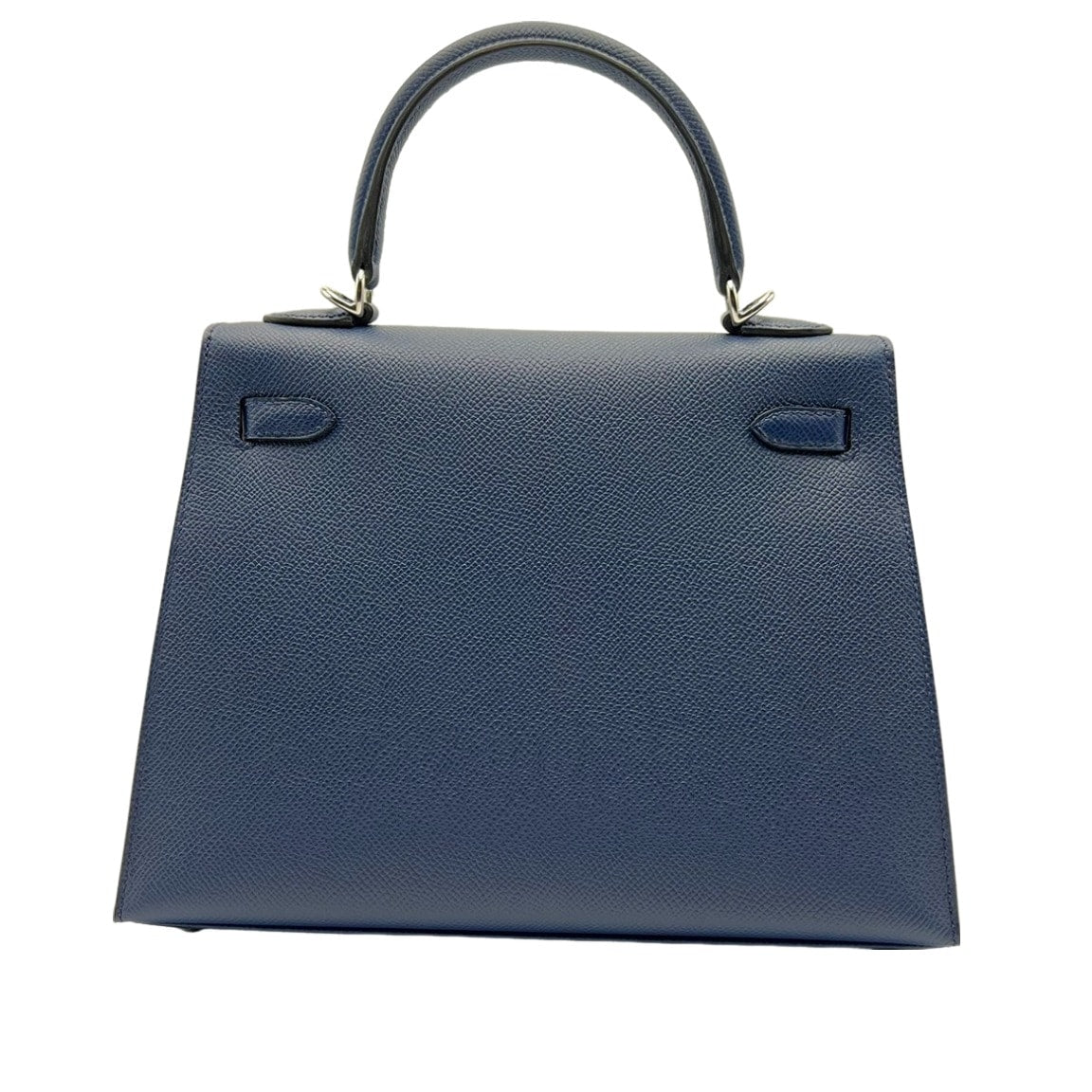 Pre-Owned Hermes Kelly 25 Blue Navy Vaud Epson Silver Fittings W Engraved