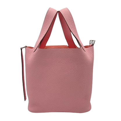 Hermes Picotin Lock PM Rose Sakura Torillon Clemence Silver Metal Fittings B 조각.