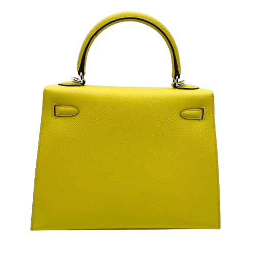 사전 소유 [현금 가격] Hermes Kelly 25 Jaune Naples Epson Silver Fittings B 조각.