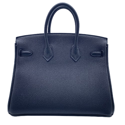 Hermes Birkin 25 Black Togo Gold Hardware W Engraved
