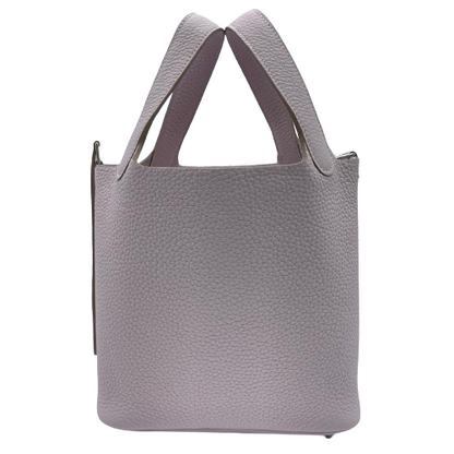 Hermes Picotin Lock PM Mauve 창백한 Torillon Clemence Silver Fittings w 새겨 져