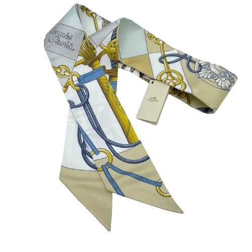 Hermes Twilly Cricketis Jaune/Claire/Blanc Silk