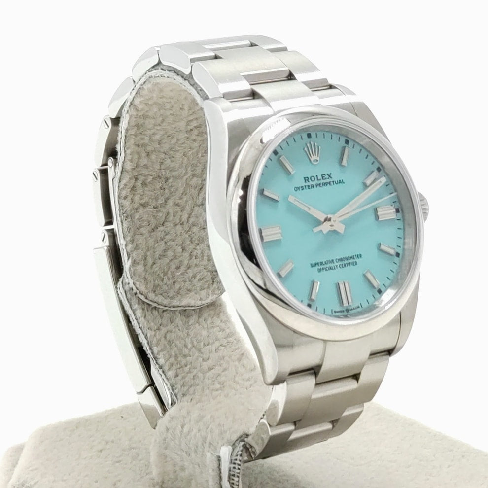 Pre-Owned Rolex Oyster Perpetual 126000 Oyster Bracelet Turquoise Blue