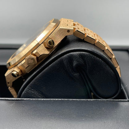 Pre-Owned Audemars Piguet Royal Oak 26239OR.GG.1224OR.01 Frosted Gold Blue Grand Tapestry 41mm