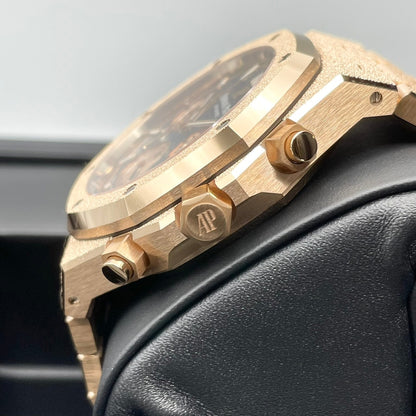 Pre-Owned Audemars Piguet Royal Oak 26239OR.GG.1224OR.01 Frosted Gold Blue Grand Tapestry 41mm