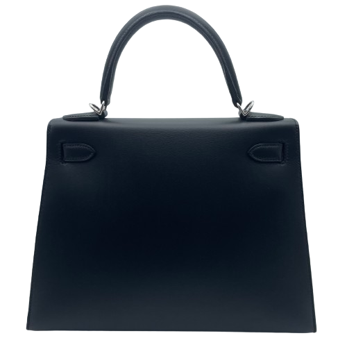 [Cash Price] Hermes Kelly 28 Noir Sombrero Silver Fittings A Engraved