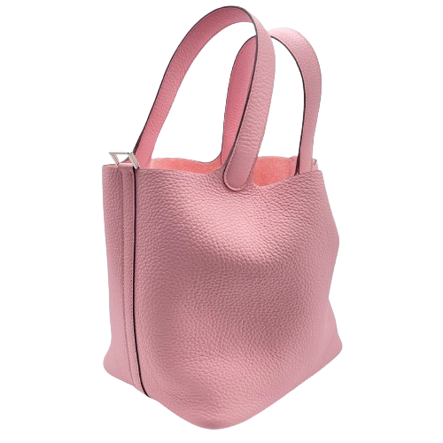 [現金特價]愛馬仕皮皮蛋白鎖MM玫瑰Sakura Torillon Clemence Silver Fittings B刻