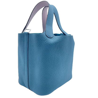 [Cash Special Price] Hermes Picotin Rock PM New Blue Gene/Mauve Pale Torillon Clemence Silver Fittings W Engraved
