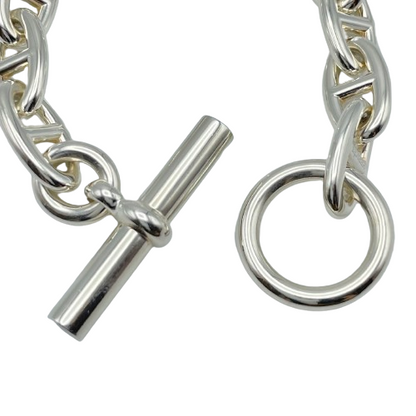 Pre-Owned Hermes Chaine Dunkle Bracelet GM Silver 925 12-panel