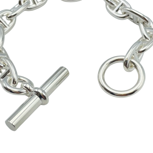 Pre-Owned Hermes Chaine Dunkle Bracelet MM Silver 925 15-panel