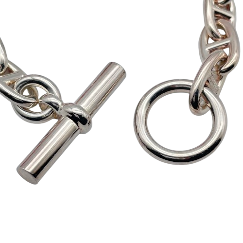 Pre-Owned Hermes Chaine Dunkle Bracelet GM Silver 925 14-panel