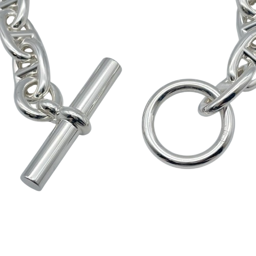 Pre-Owned Hermes Chaine Dunkle Bracelet MM Silver 925 16-panel