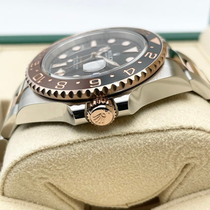 사전 소유 롤렉스 GMT 마스터 II 126711CHNR 검은 스테인레스 스틸 X 에버 로즈 골드 굴 팔찌 40mm