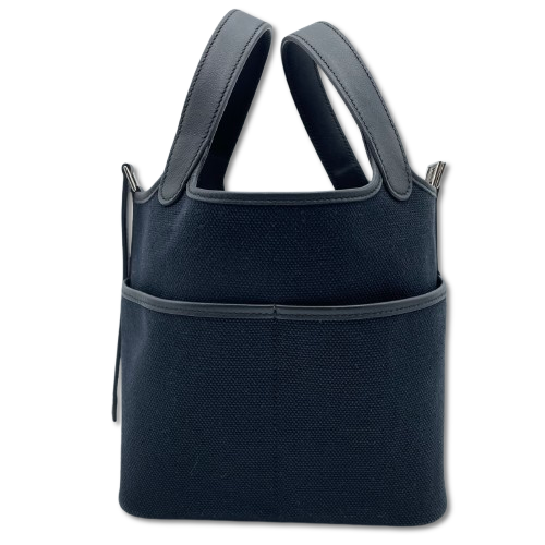 プレオウンド エルメス ピコタンロックカーゴ PM ノワール トワルゴエラン/スイフト シルバー金具 U刻印