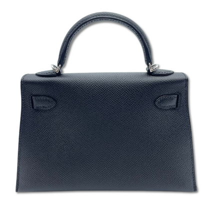 [Cash Price] Hermes Mini Kelly Noir Epson Silver Fittings W Engraved