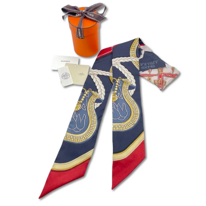 Hermes Twilly Grand Appala Anthracito/Bordeaux/All Silk 100%