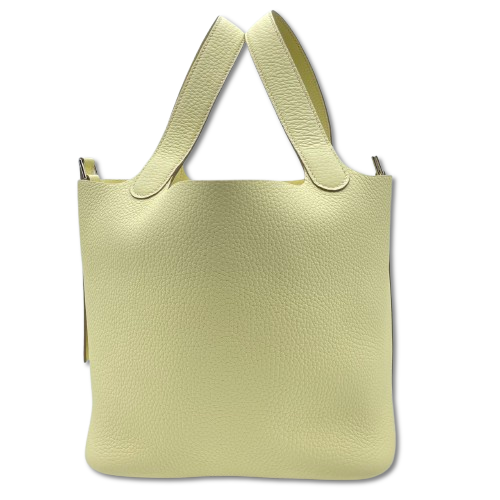 Pre-Owned Hermes Picotin Lock MM Jaune Milton Torillon Clemence Silver Fitting K Engraved