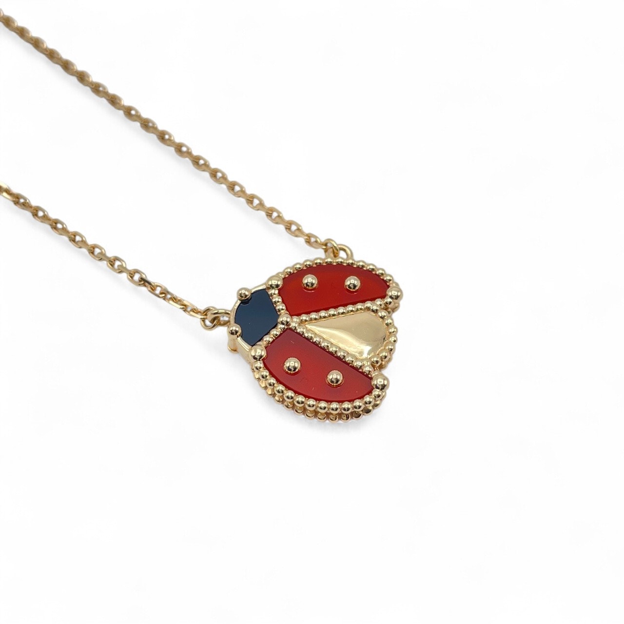 プレオウンドヴァンクリーフ＆アーペル ラッキー スプリング ペンダント オープンウィング レディバグ VCARP9X000 オニキス/カーネリアン ローズゴールド