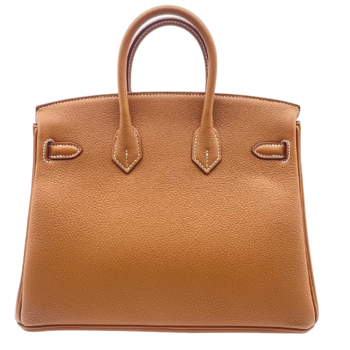 Pre-owned Hermes Birkin 25 Gold Taurillon Novillo Silver hardware W engraved