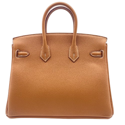 Pre-owned Hermes Birkin 25 Gold Taurillon Novillo Silver hardware W engraved