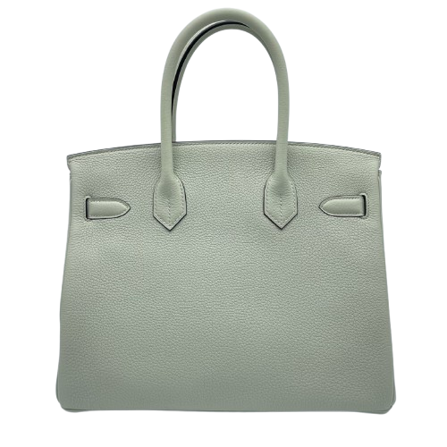 Pre-owned Hermes Birkin 30 Grineve Togo Silver hardware B engraved