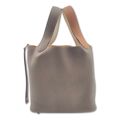 Pre-Owned Hermes Picotan Rock Cazac PM Etoupe/Gold Taurillon Clemence Silver Hardware U engraved