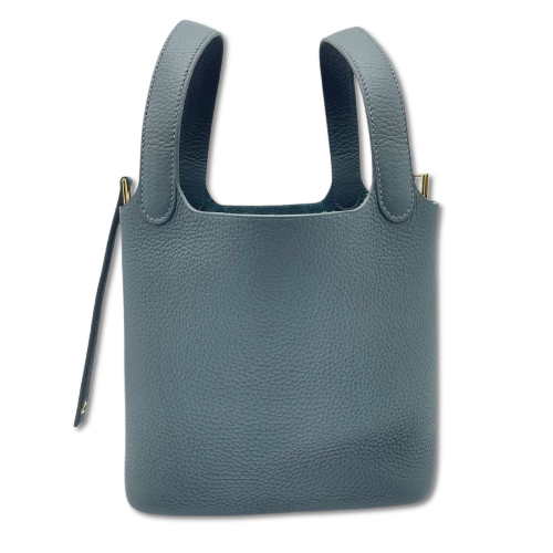 Pre-owned Hermes Picotan Lock PM Vert Mangrove Taurillon Clemence Gold hardware K stamp