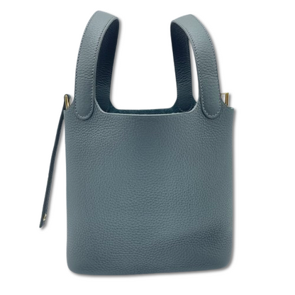 Pre-owned Hermes Picotan Lock PM Vert Mangrove Taurillon Clemence Gold hardware K stamp