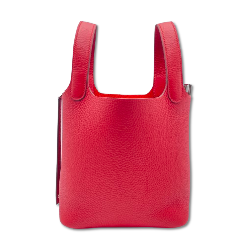 Pre-owned Hermes Picotan Lock PM Rouge Ladieu Taurillon Clemence Silver hardware K stamp