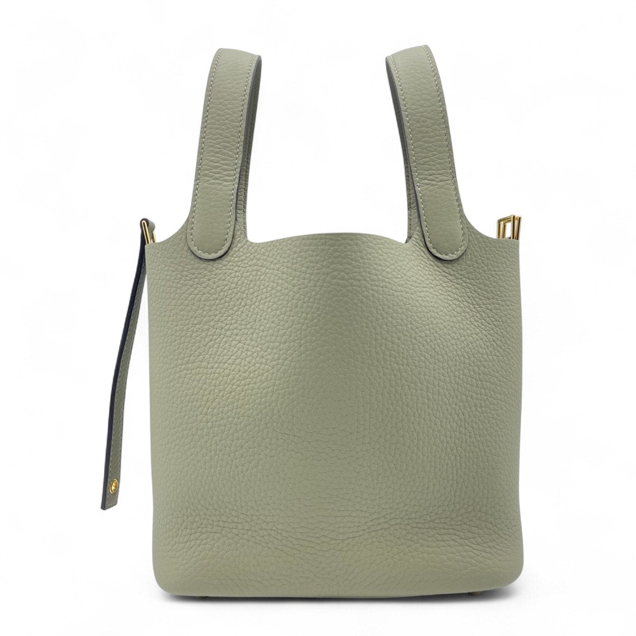 Pre-owned Hermes Picotan Lock PM Sage Taurillon Clemence Gold hardware K stamp