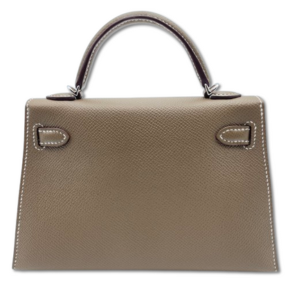 Pre-owned Hermes Mini Kelly Etoup Epson Silver hardware K stamp