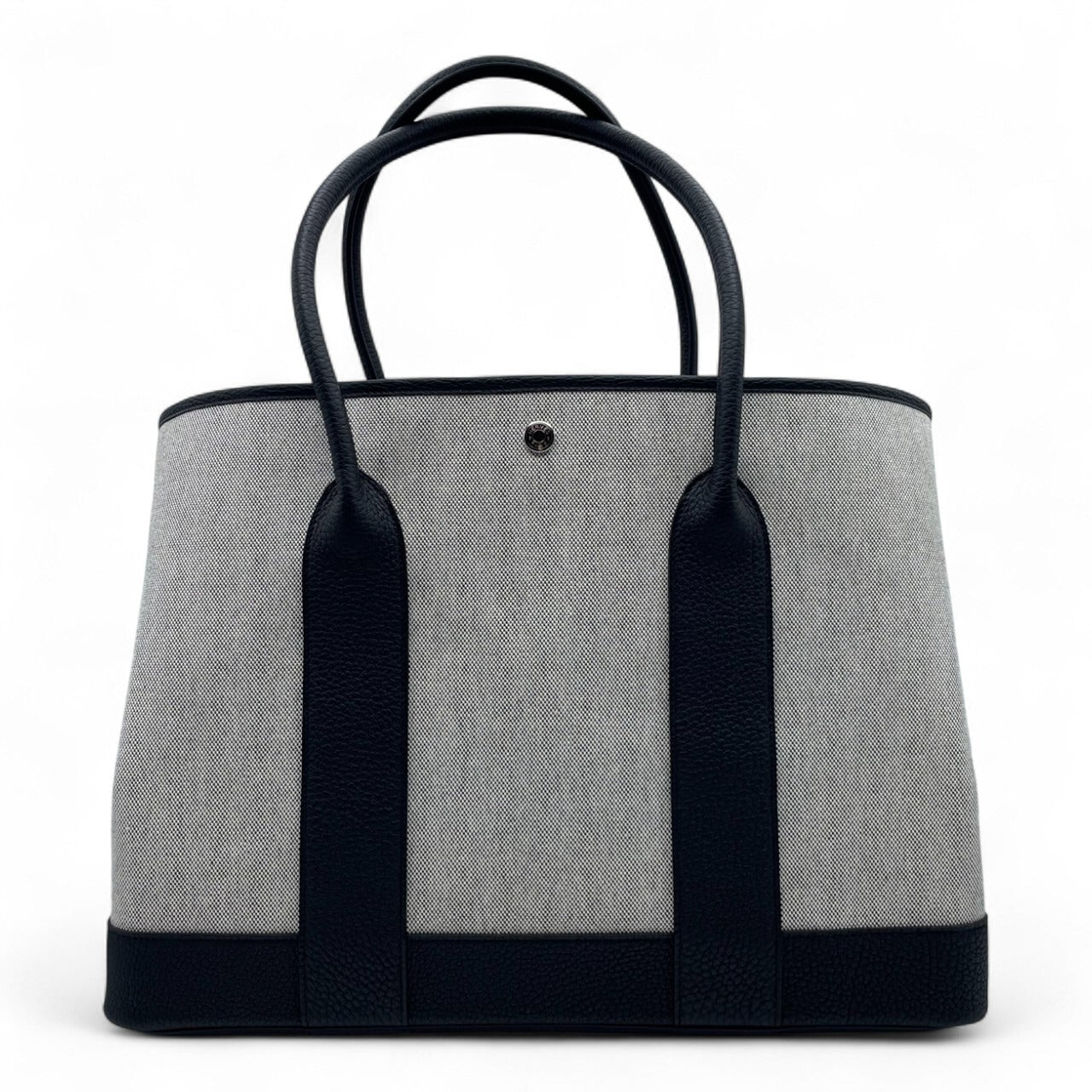 Pre-Owned Hermes Garden Party 41 Noir Toile Ash/Negonda Silver Hardware K Stamp
